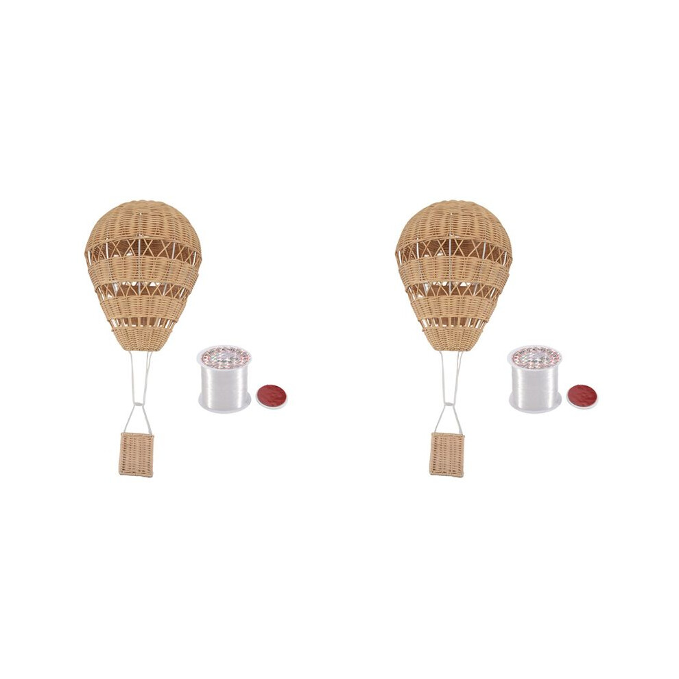 2X Hand-Woven Rattan Hot Air Balloon Children's Room Wall Decoration Bohemian Nursery Decoration Photo Props