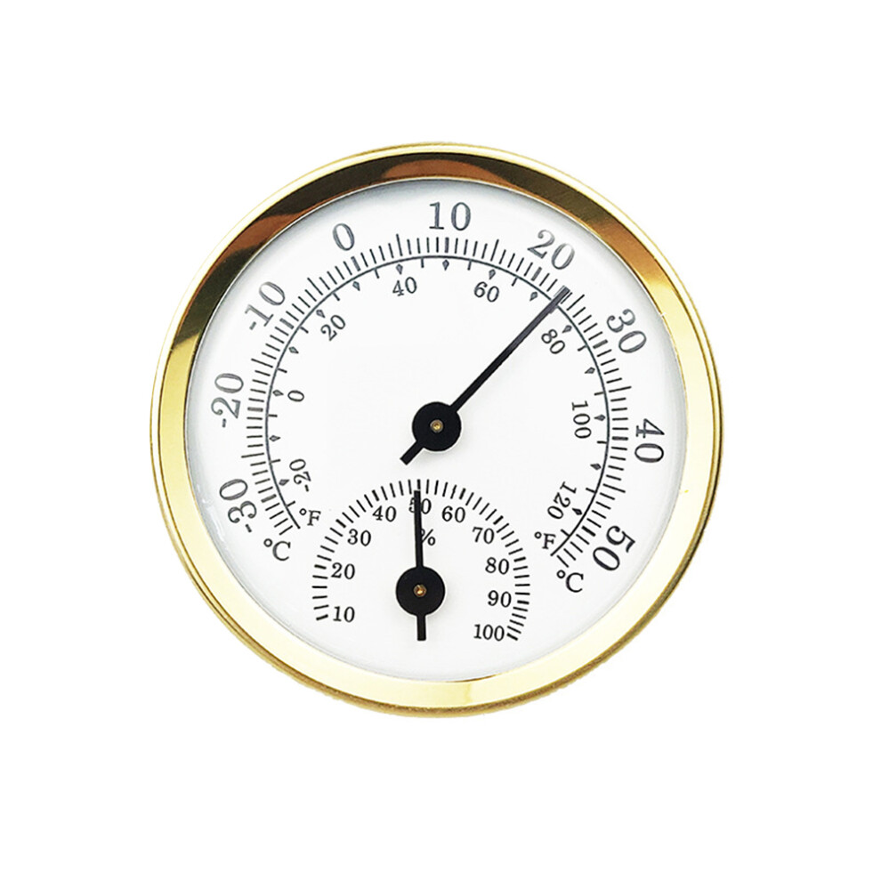2Pcs Golden Analog Humidity Temperature Meter With Clear Dial Display 3621544942105