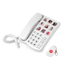 Fast Telefon med Förstärkt Fotominne, Pekskärm, Fast Trådbunden Telefon med en Knapptryckning för Patienter med Hörselnedsättning