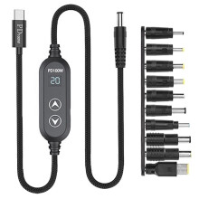Przewód Zasilający USB-C 100 w O Najwyższej Wydajności, Zmienny Zasilacz Typu C i Bezpośredni Kabel DC5.5, 120 cm, Kabel Ładujący