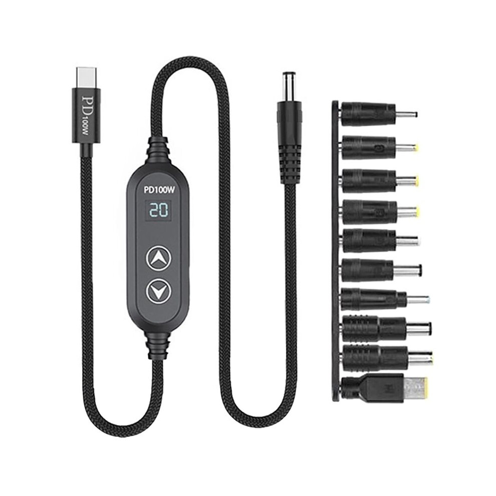 Usb C Power Cord 100W Highest Efficiency Variable Power Supply Type C And Dc5.5 Direct Cable 120Cm Charging Cable 4713946020082