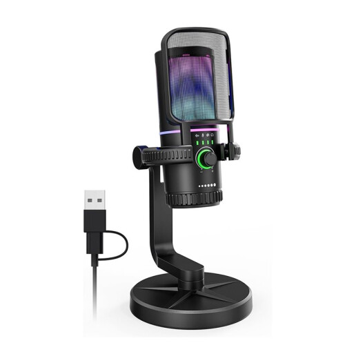 USB Condenser Gaming Microphone,with Filter Shock Mount&Gain Control for PC Streaming,Gaming,Podcasts
