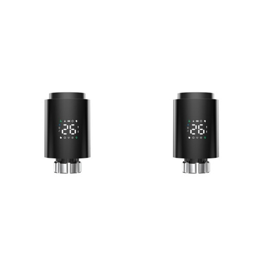 2X Tuya  ZigBee Radiator Actuator TRV Programmable Thermostatic Radiator Valve App Remote Black