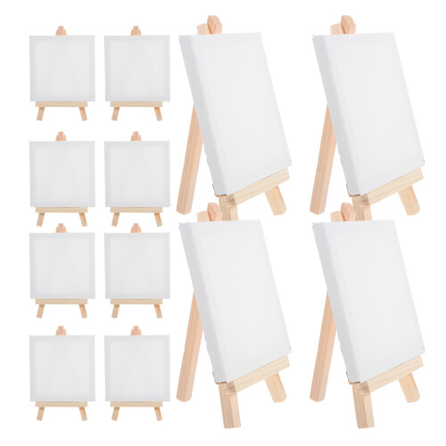 12Pcs Small Canvas With Decorative Easel For Diy Painting