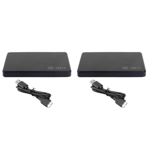 2pcs 2.5In  to USB 3.0 Solid State Enclosure Mobile Hard Disk Cassette with USB3.0/2.0 Cable for HDD SSD External