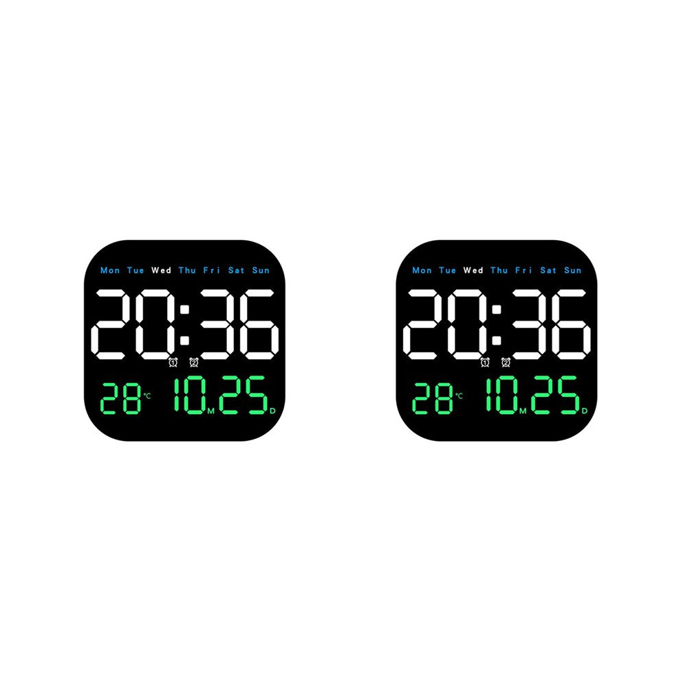 2X Digital Wall Clocks Temperature Date Week Dispaly Electronic Table Clock 12/24H Wall-Mounted Led Alarm Clock Remote,A 4712133684274