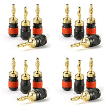 16X Premium Plated Quick Connect Banana Plugs: Safety Speaker Connector, with Wider Base for Maximum Signal Transfer