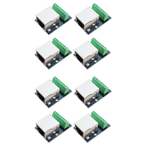 8PCS RJ45 Ethernet Female Socket Connector Breakout Board,2.54mm Connector Board Shielded Network Adapter Terminal