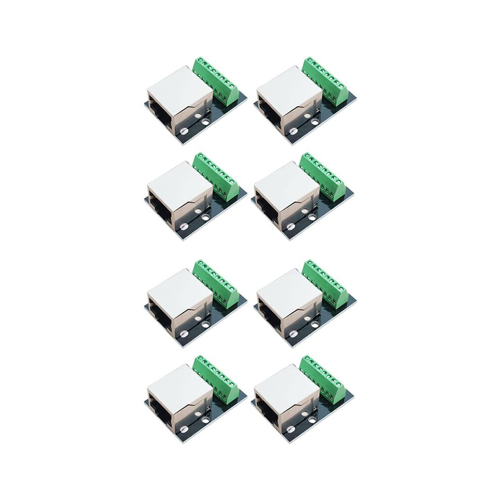 8Pcs Rj45 Ethernet Female Socket Connector Breakout Board,2.54Mm Connector Board Shielded Network Adapter Terminal 6032797455071