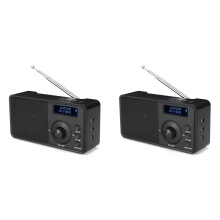 2X Portable DAB + Radio NuméRique Haut-Parleur StéRéO Sans Fil ÉCran LCD Prise en Charge Du Casque ExtéRieur RéVeil FM AUX