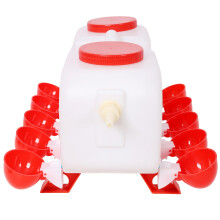 Automatic Chicken Waterer with 10 Cups Easy Clean Poultry Water Dispenser for Chickens Ducks Geese White Red