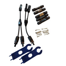 Solar Panel Connectors MC4 Y Branch Kit 10AWG 30A 1000V IP67 Waterproof with PV Spanner Tools