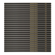 24Pcs 10B Graphite Sketch Hexagonal Barrel Black