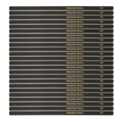24Pcs 10B Graphite Sketch Hexagonal Barrel Black