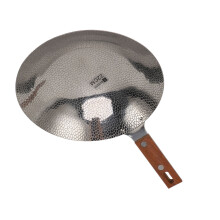 22cm Wooden Handle Stainless Steel Non-Stick Frying Pan, Fast Heating