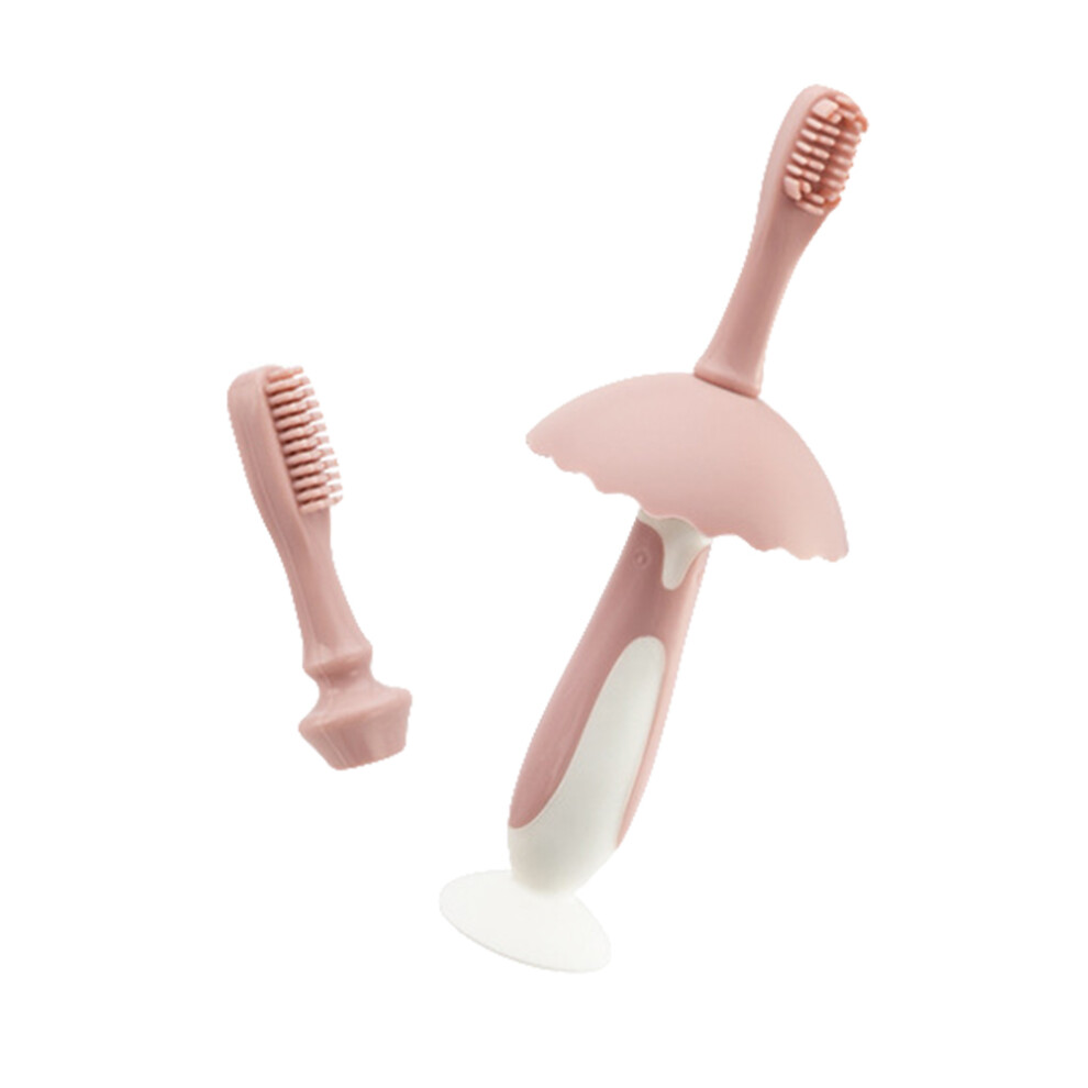 1Set Baby Silicone Toothbrush Toddler Oral Cleaner Soft Bristles Pink Vaguelly