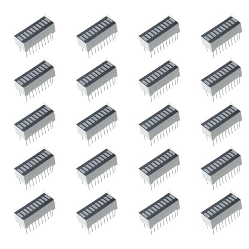 20-Piece 10-Segment Bar Graph Shows Red Digital LED Light Bar