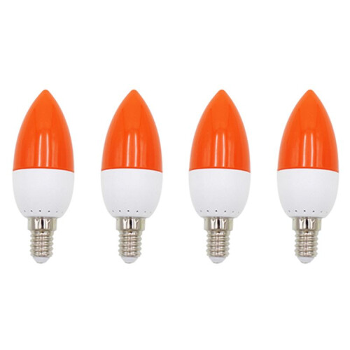 4X E14 LED Color Candle Tip Bulb, Color Candle Light,Red