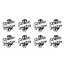 8X ABS Chrome 3 Way Diverter Hose Fitting T Shape Adapter Connector for Angle Valve Hose Bath Shower Arm Toilet