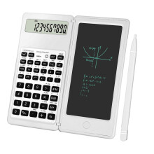 Scientific Calculator 10-Digit LCD Display Engineering Calculator with Writing Tablet for High School and College White