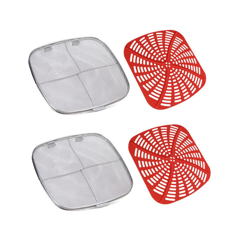 Anti-Splatter Screen And Silicone Gasket Combination Replacement Reusable Baffle For Air Fryer Indoor Grill, Red 6031513083390