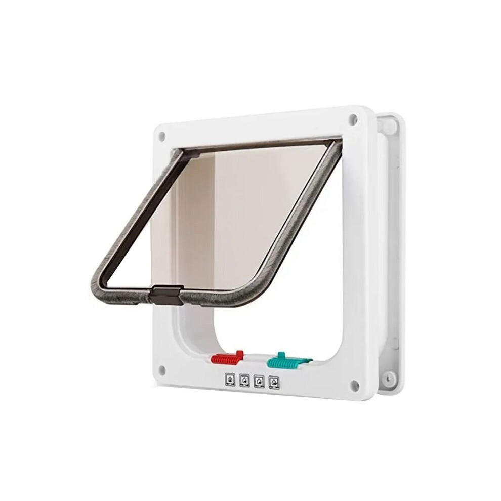 Tauoh Dog Cat Flap Door With 4 Way Security Lock Flap Door For Dog Cats Kitten Abs Plastic Small Pet Gate Door Cat Dogs L
