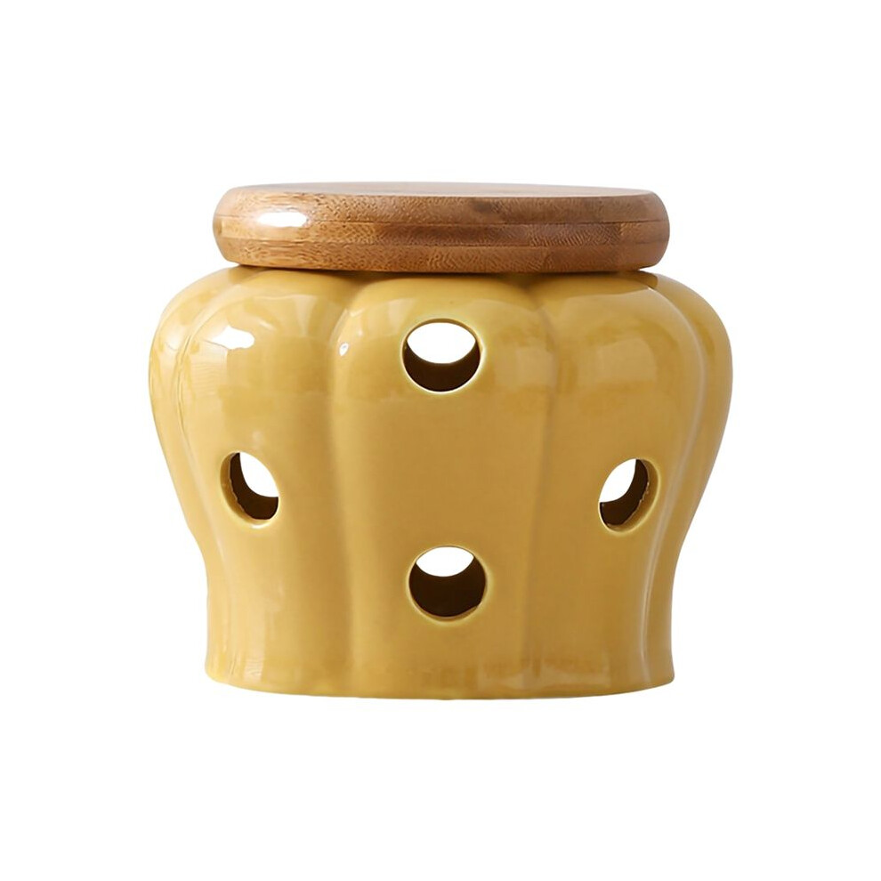 Ceramic Garlic Storage Jar With Lid Hollow Openwork Garlic Ginger Chili Pepper Storage Jars Candle Lampshade 4711343812767
