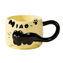 Vintage Cat Ceramic Mug 380ml-Cute Stacked Coffee Cup for Breakfast, Dormitory Use, Home Drinkware,Ideal Birthday Gift B