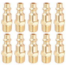 Brass 1/4 Inch NPT Male Air Hose Quick Connect Adapter,Air Coupler Plug Kit,Air Compressor Fittings 10Pcs (Male NPT)
