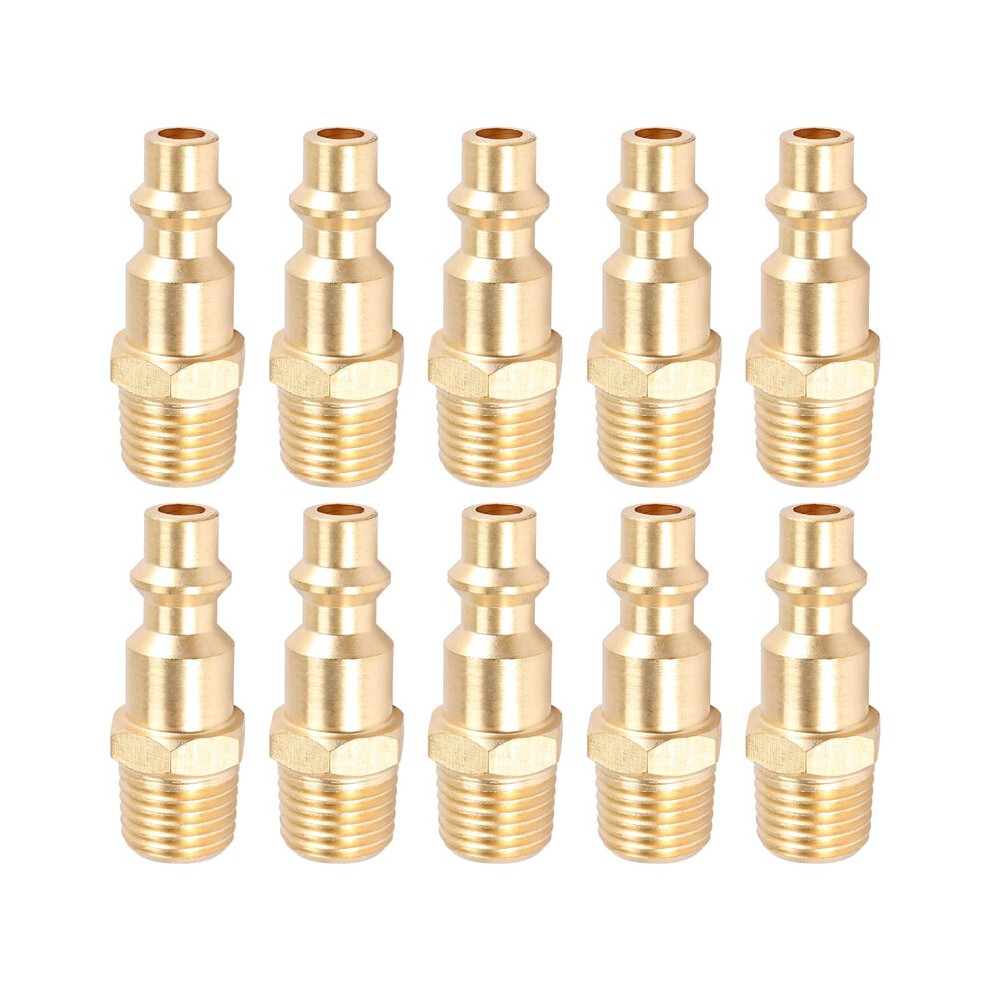 Brass 1/4 Inch Npt Male Air Hose Quick Connect Adapter,Air Coupler Plug Kit,Air Compressor Fittings 10Pcs (Male Npt) 6031244150521