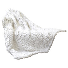 80X100cm New Warm Handmade Chunky Knit Blanket Thick Yarn Knitted Throw Sofa Blanket Home Bed Decor-White