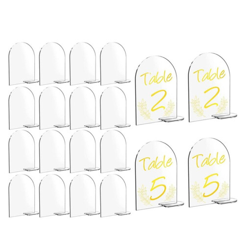 20 Pacotes de 6X4 Polegadas em Branco AcríLico NúMeros Sinais com Suporte Sinal de RecepçãO de Casamento Diy Arco AcríLico Sinais de Suporte