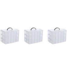 3X Arts, Crafts and Jewelry Organizer, Stackable 3-Tier Clear Plastic Organizer with 30 Adjustable Compartments