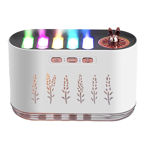 Voice-Controlled Air Humidifier, Silent Bedroom Aromatherapy Device with Dynamic Colorful Five-Hole Sprayers