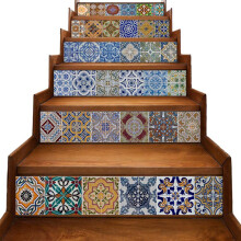 Schälen und Kleben Fliese Hecktuer Treppe Riser Abziehbilder Diy Fliese Mexikanischen Traditionellen Wasserdichte Wohn Kultur Treppe Abziehbilder