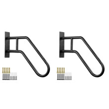 2X Secure Pipe Stair Handrails Staircase Handrails Iron for Wall Mount Stairs Indoors and Outdoor Black