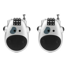 2X Telescopic Coded Lock Cartoon Cow Lock with Retractable Steel Cable Steel Cable Password Lock Accessory