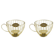 2X Cesto Portaoggetti per Capsule di Frutta e Caffè Porta Capsule un Forma di Tazza di Caffè e Organizer per Home Cafe Hotel Golden