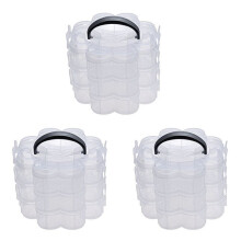 3X 3-Laags Doorzichtige Plastic Stapelbare Organisator Opslag Hobby Ambachtelijke Doos Container Sieradendoosje - Transparant