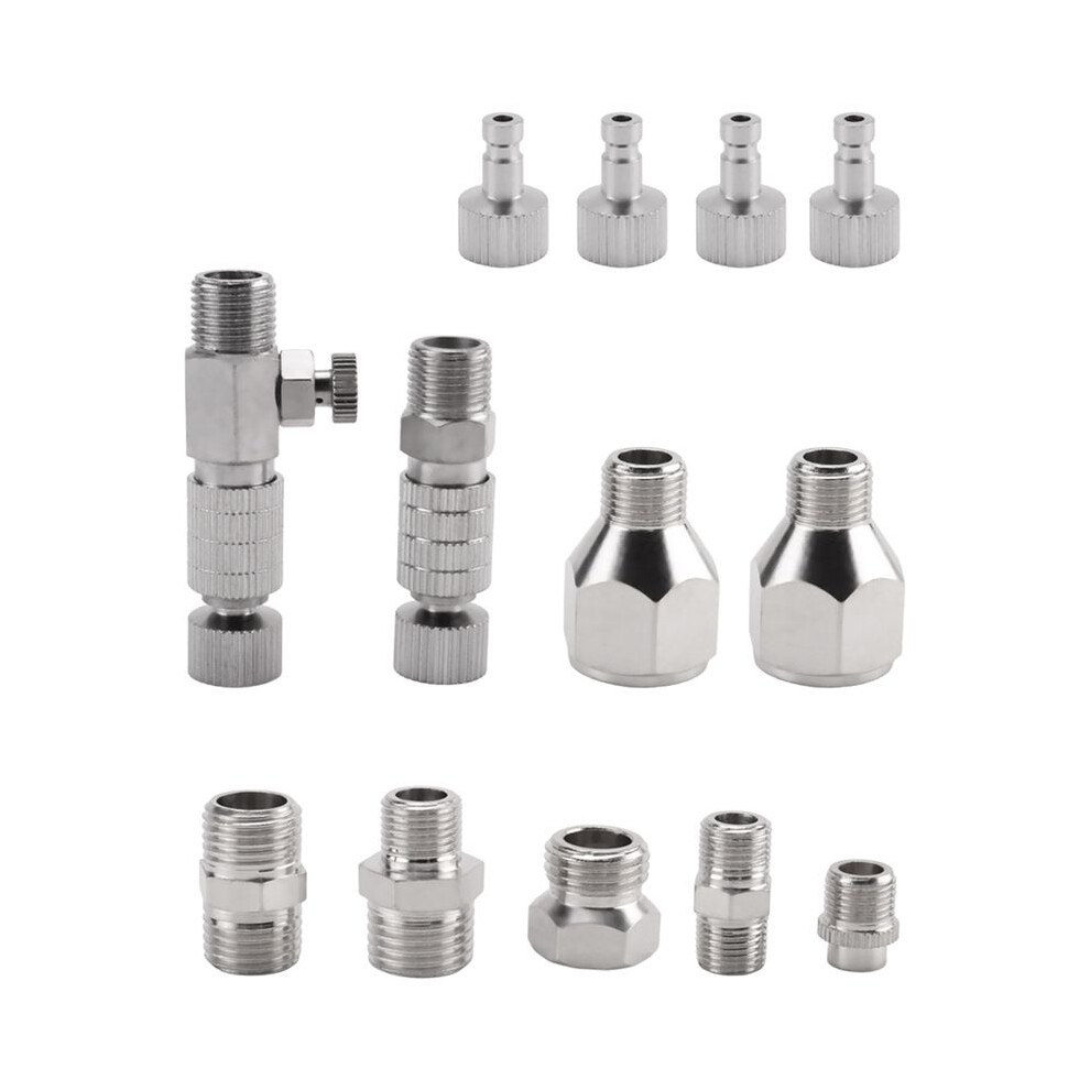 15Pcs Airbrush Adapter Set Airbrush Quick Release Coupling Disconnect Adapter Kit Fitting Connector Set Female Connector 4711498907493