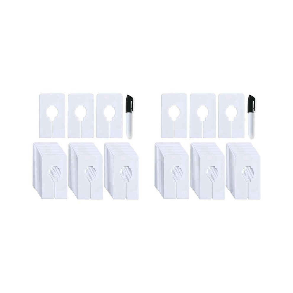 60 Closet Dividers For Hanging Clothes- Rectangle Clothing Size Dividers,White Closet Divider Set With 6033427323203