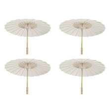 4X Paper Parasol Beach Umbrella White DIY Umbrella Photography Props for Baby Shower Partys Wedding 60cm/23.6inch
