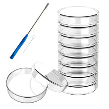 Petri Dish Glass with Lids 60mm x 15mm, Pack of 10 Petri Dish Glass with Reusable Inoculating Loop, Glass Petri Dish