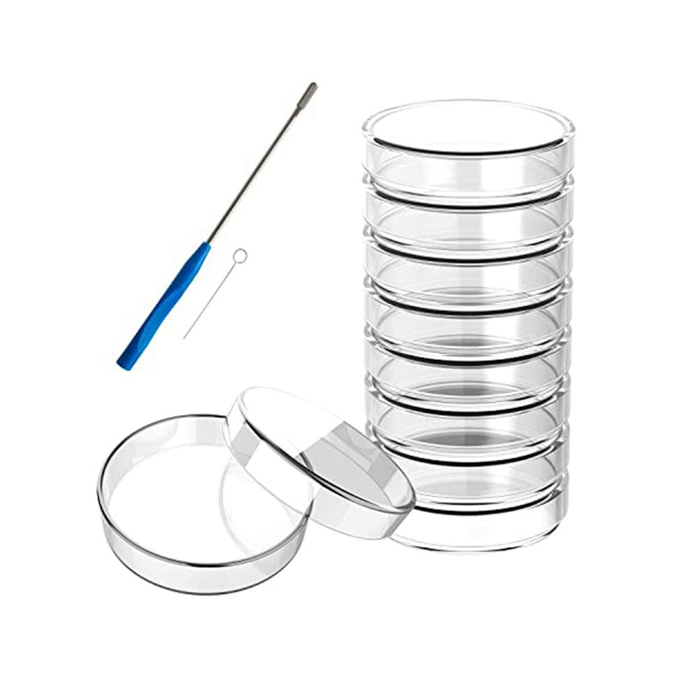 Petri Dish Glass With Lids 60Mm X 15Mm, Pack Of 10 Petri Dish Glass With Reusable Inoculating Loop, Glass Petri Dish 4713517839617
