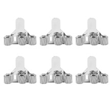 6Pcs Pen Holder Bag Stainless Steel Pen Holder Clip Silver 3 Holes Pen Holder for Notebook At Home, Office
