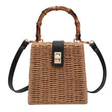 Webart Kleine Einkaufstasche Sommer QualitäT Stroh Damenhandtasche Strand Reise Schulter UmhäNgetasche Handtasche (Khaki)