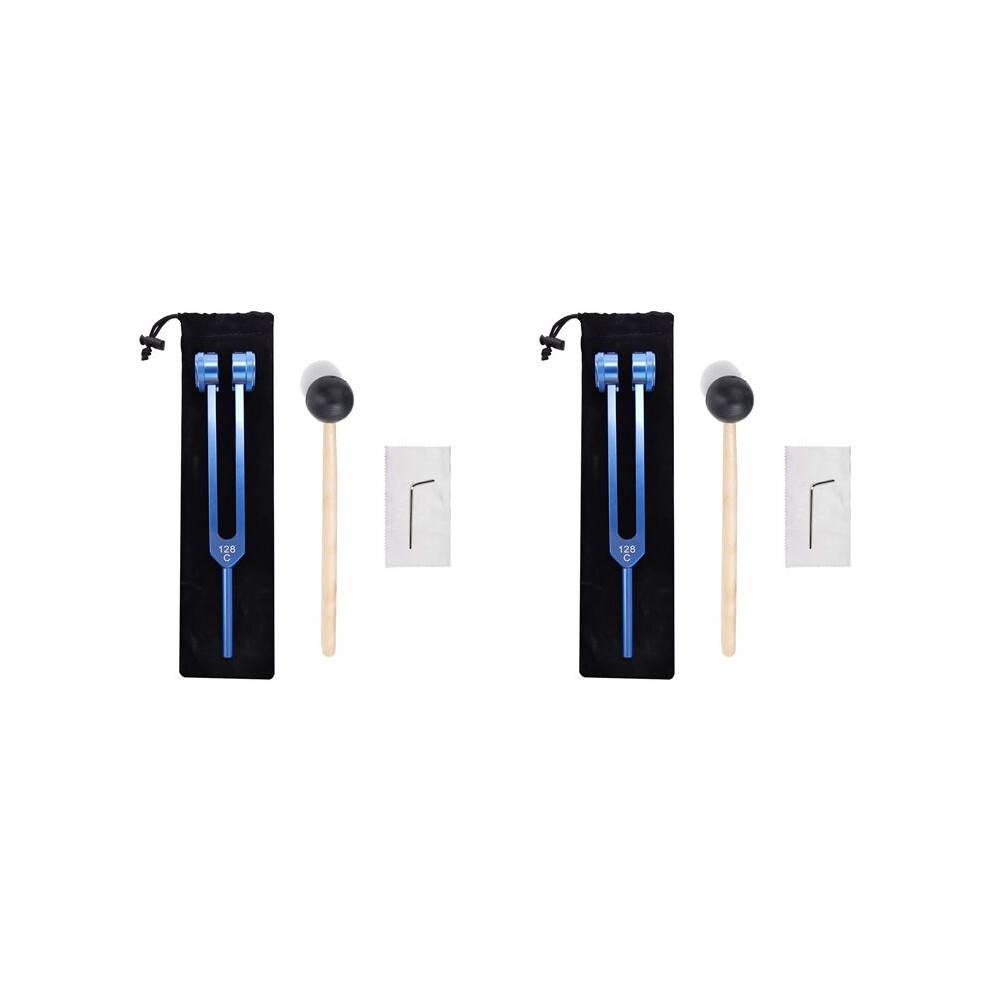 Torribaly 2X 128Hz Aluminum Alloy Tuning Fork With Hammers For Nervous System Testing Sound Healing Therapy Health Care