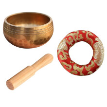 Tibetan Handmade Brass Singing Bowl, Yoga Meditation Bowl for Sound Healing Stress Relief, Yoga, Meditation with Gasket