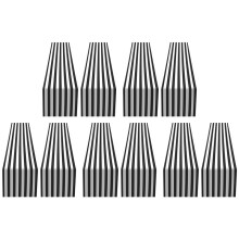 Gestreifter Tisch Läufer Polyester Tisch Deko Tisch Decke für Drinnen Draußen Veranstaltungen Familien Essen (Schwarz und Weiß, 10 Packungen)