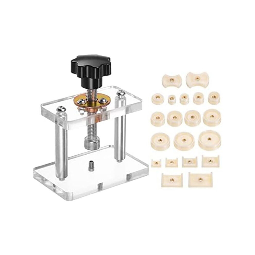 Watch Press Set, Watch Back Case Screw Type Closer With 20 Dies Acrylic Watchmaker Press Tool Set For Watch Repairing 4714078970948